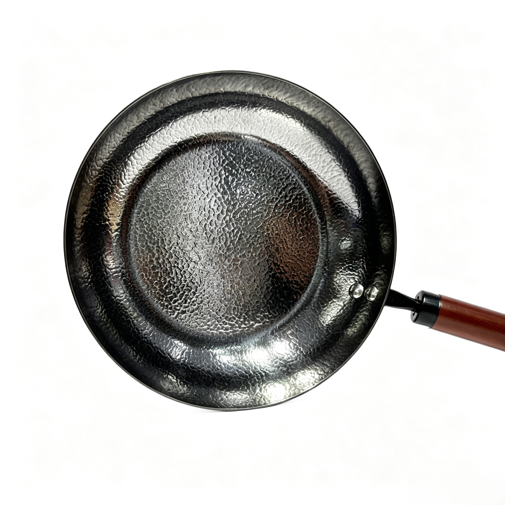 12 Inch 30cm Heavy Gauge Carbon Steel Chinese Wok Wooden Handle Nitrogen Coating Flat Base Gas Induction Ready No Coating