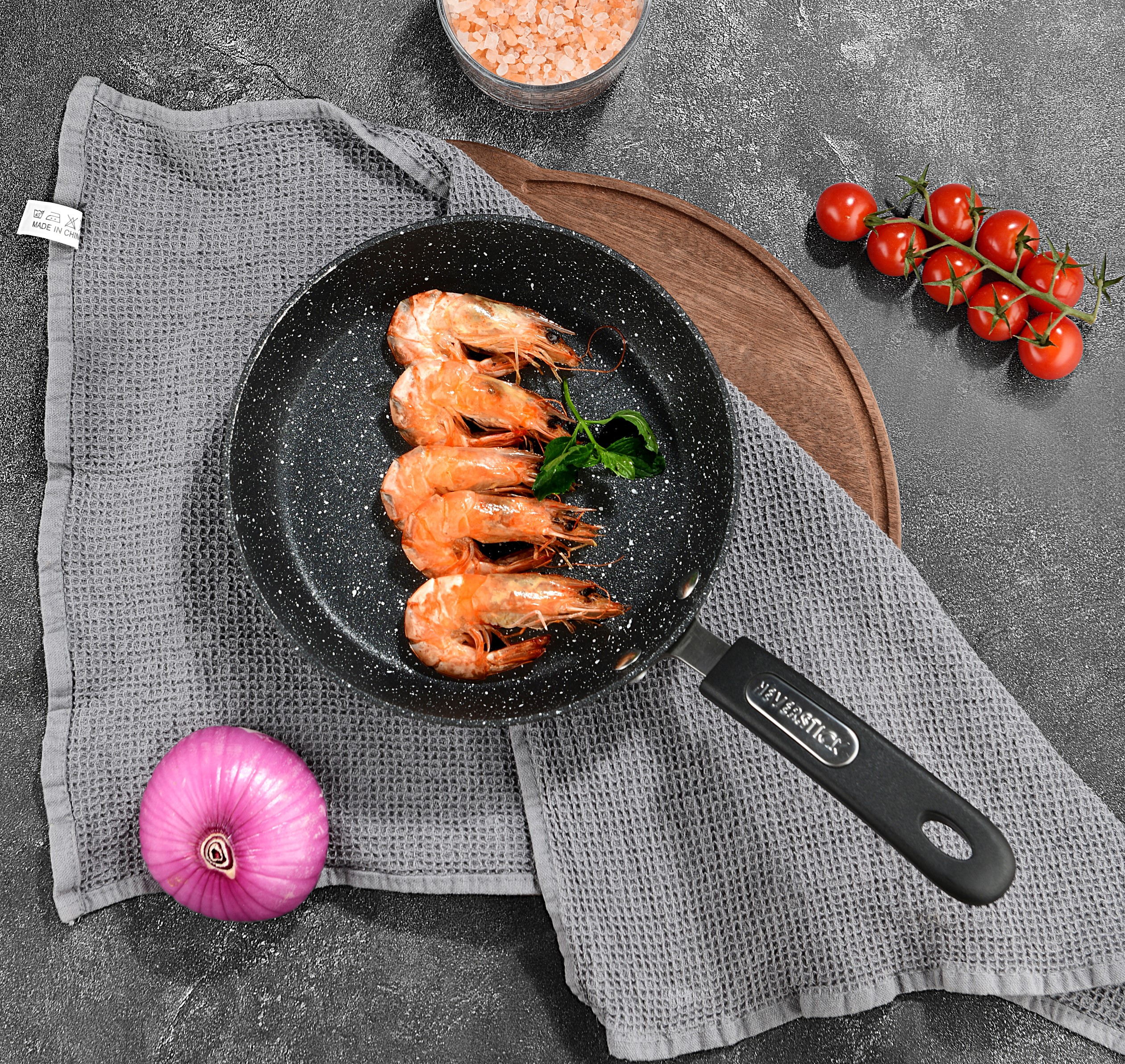 20cm Aluminium Shot Blast Frying Pan & Cooking Pot 1-2L Capacity Non-Stick for Gas/Electric/Induction Hobs Dishwasher Safe