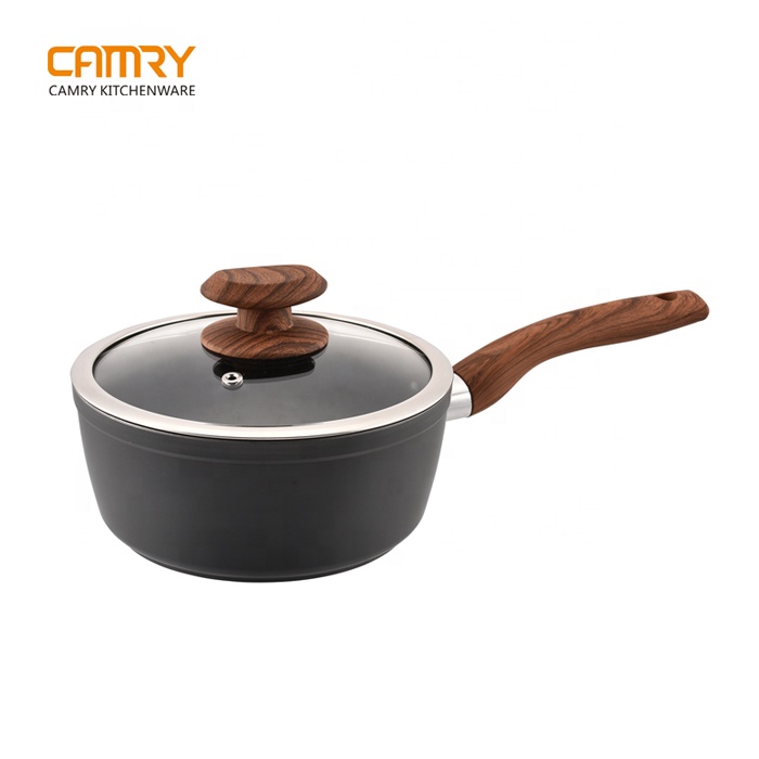 7PCS Dark Grey Forged Aluminum Megaware Cookware With Wooden Soft-touched Handle