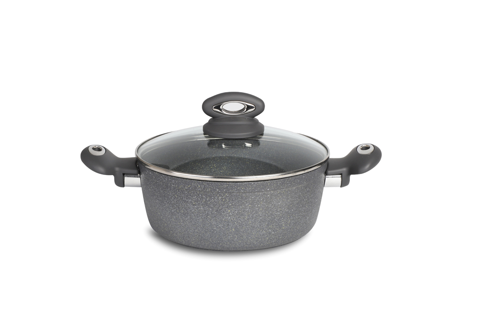 9 Piece Forged Aluminum Cookware Set Marble Coating Induction Base Glass Lids Oven and Dishwasher Safe