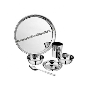 Stainless Steel Thali High Quality Wholesale Handmade Dinner Set for Gifting and Diwali Spacial
