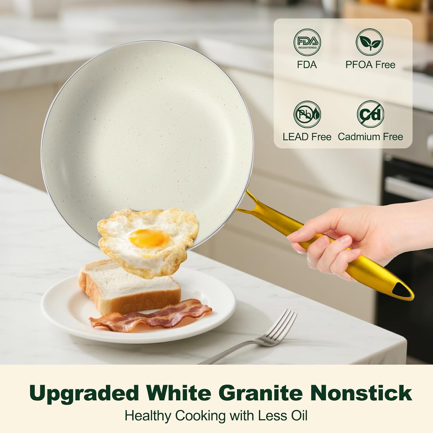 5-PIECE Classic Kitchenware Set Stainless Steel Handle PVD Ceramic Coating Interior Glass Lid Induction Bottom Eco-Friendly