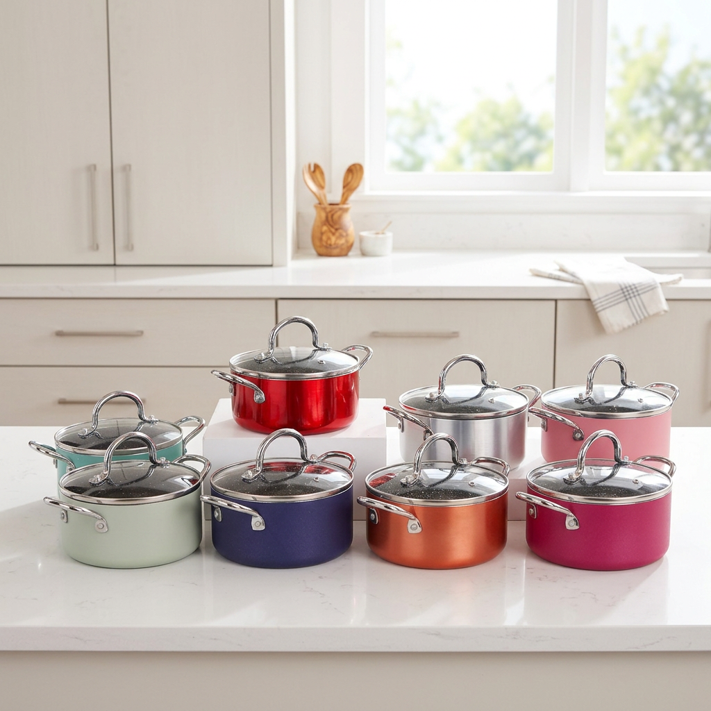 14cm Mini Sauce Pan with Glass Lid Colorful Non Stick Cookware