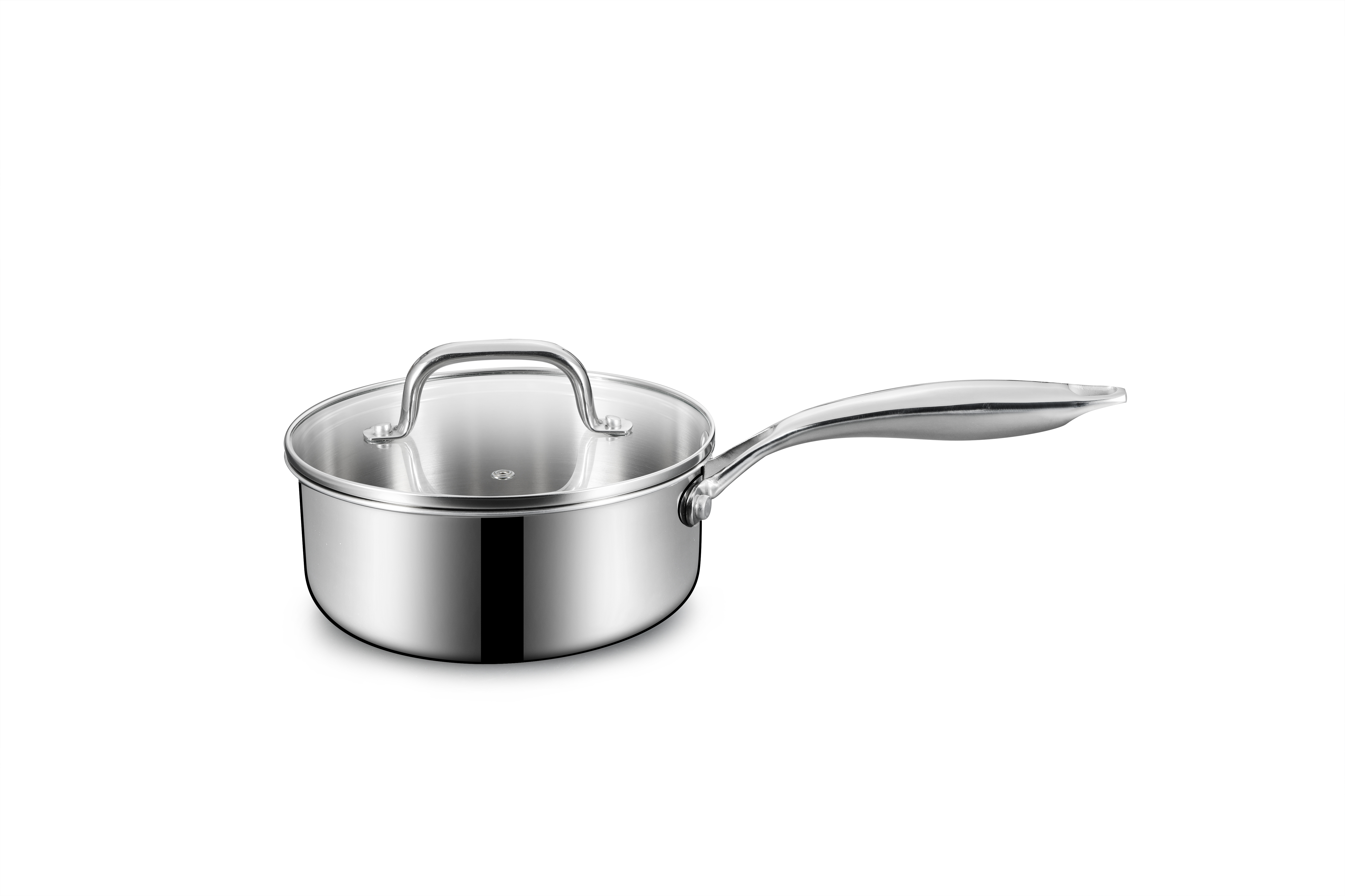 Factory Price Tri-ply Stainless Steel Cookware Set Non-Stick Interior Glass Cover Oven Safe Classic Design Flat Bottom for Home