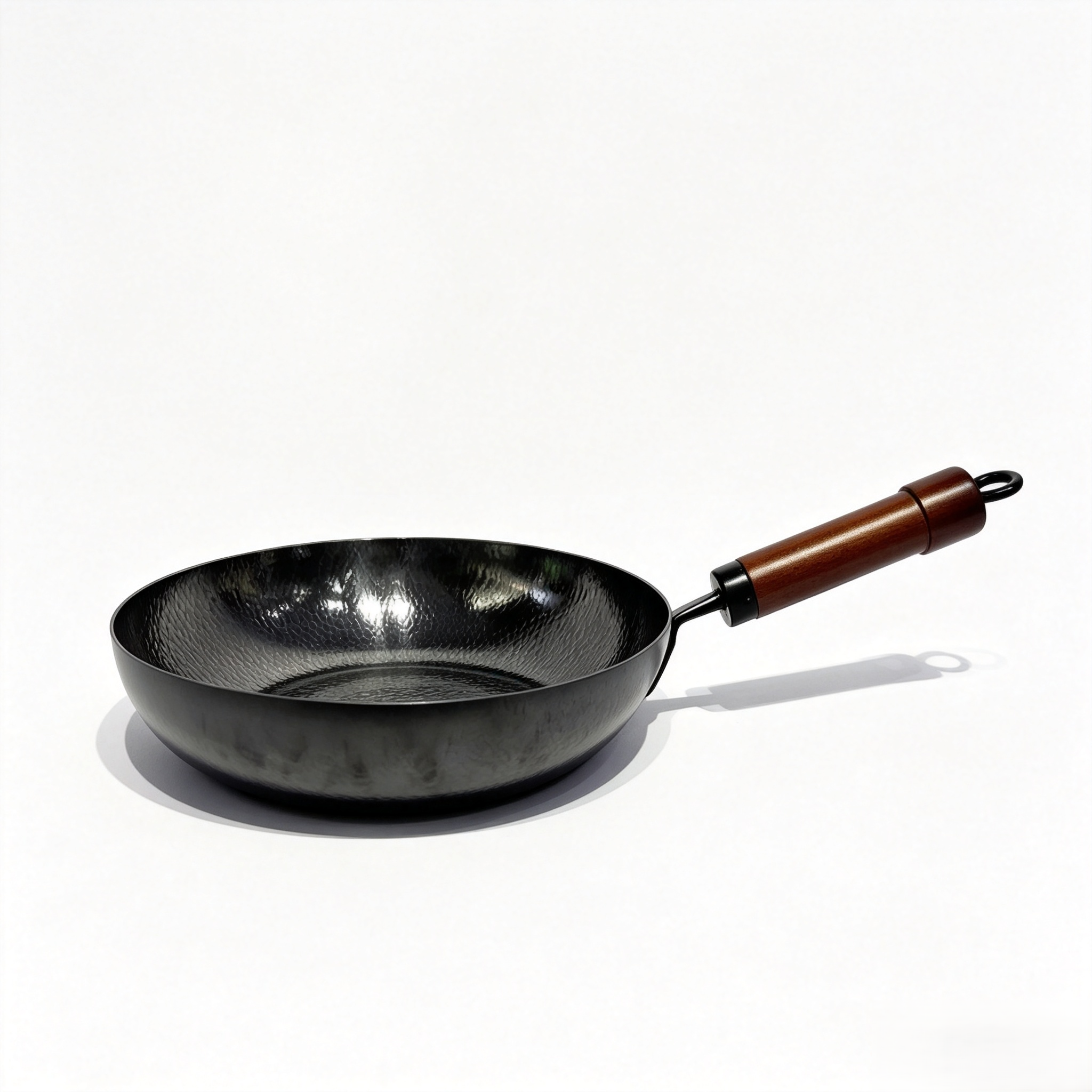 Modern CAMRY Eco-friendly No Coating Nitrided Hammered Carbon Steel Wok Cookware Wooden Handle 2-3L Capacity Gas Induction