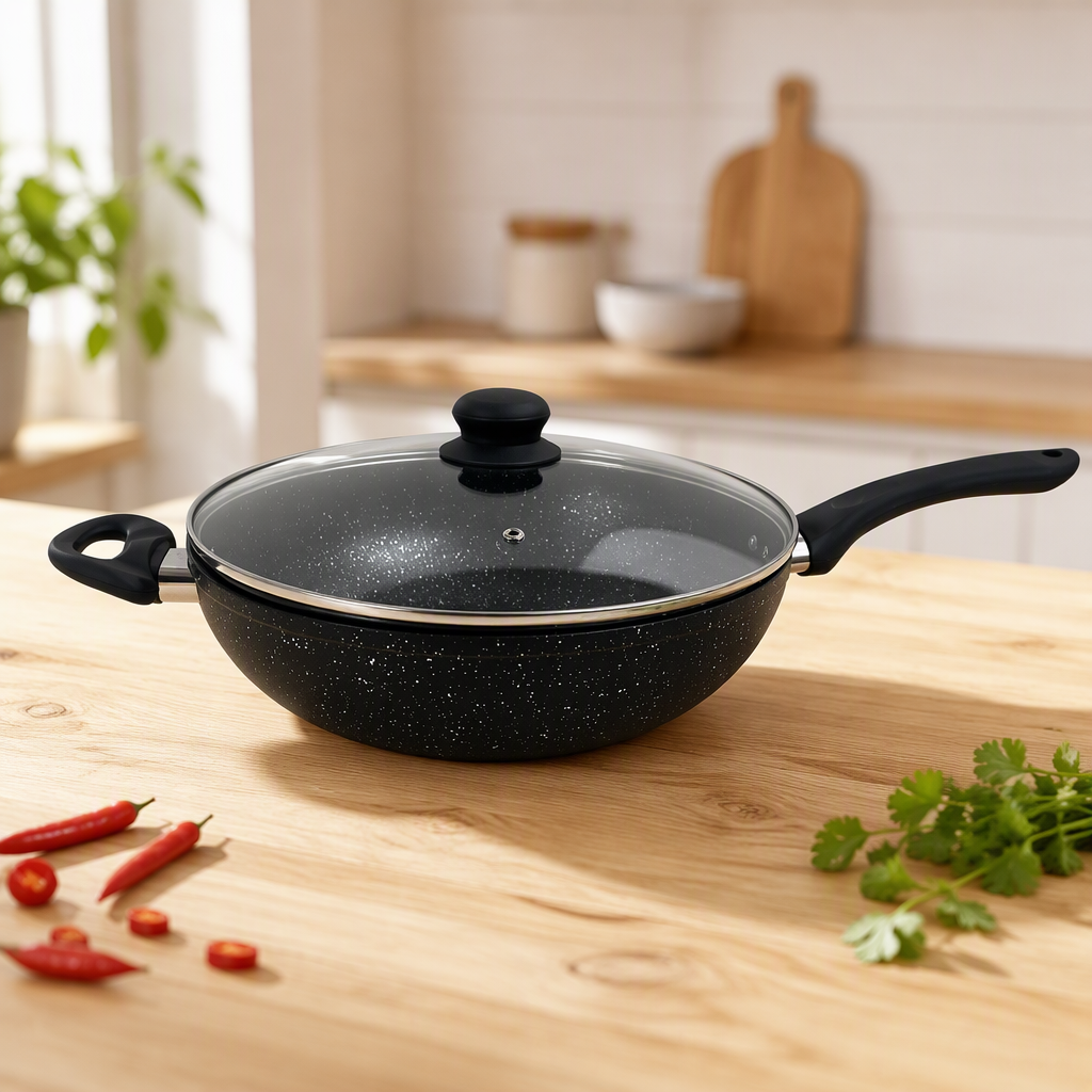 32 cm Granite Coating Non Stick Forged Wok 5.5L Aluminum Fry Pan