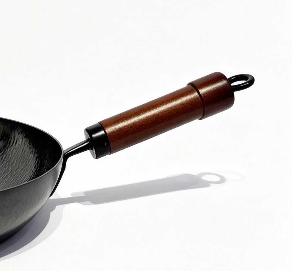 Modern CAMRY Eco-friendly No Coating Nitrided Hammered Carbon Steel Wok Cookware Wooden Handle 2-3L Capacity Gas Induction