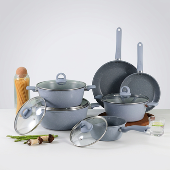 9PCS Durable Carbon Steel Non-Stick Pots and Pans Set