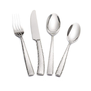 Wholesale Restaurant Hotel Flatware Silverware Gold Plated Stainless Steel Hammered Cutlery Set