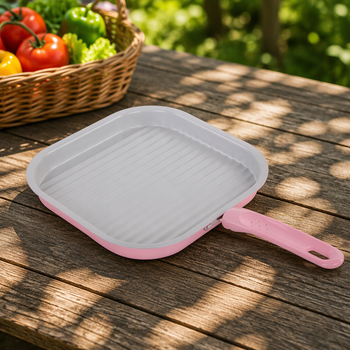 Nonstick Aluminum Square Grill Pan Ribbed Griddle
