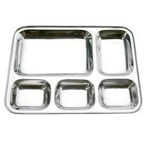 Handmade Made in India Stainless Steel Rectangular Thali Five Compartment Lunch Dinner Plate Wholesale Item Thali wedding party