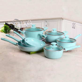 24cm Granite Marble Coating Saute Pan with Glass Lid