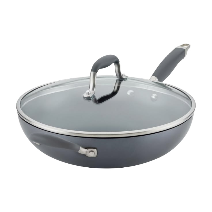 European-Style Frying Pan 26/28/30cm Pressed Aluminum Alloy Non-stick Ceramic Coating Induction Bottom Glass Cover Oven Safe