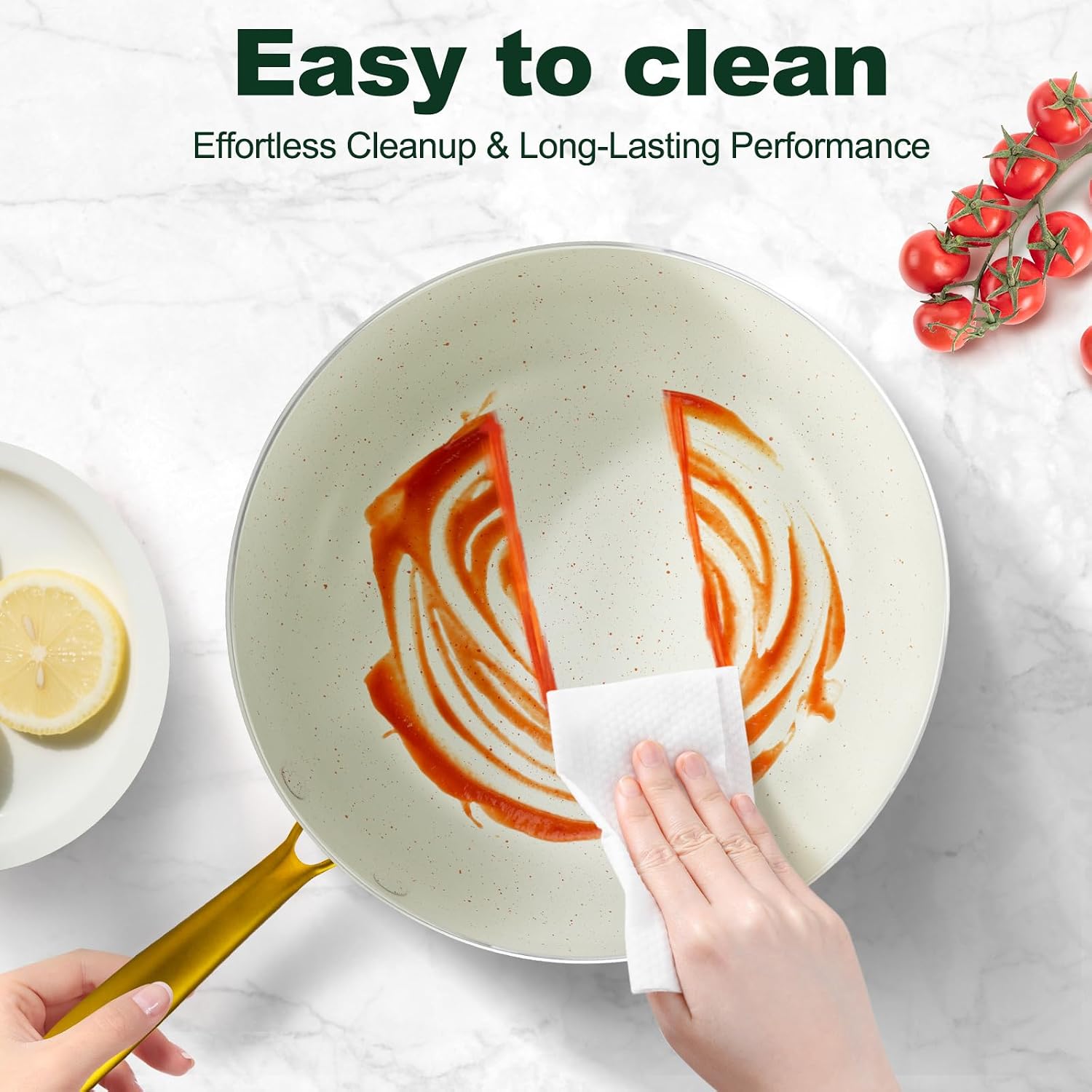 5-PIECE Classic Kitchenware Set Stainless Steel Handle PVD Ceramic Coating Interior Glass Lid Induction Bottom Eco-Friendly