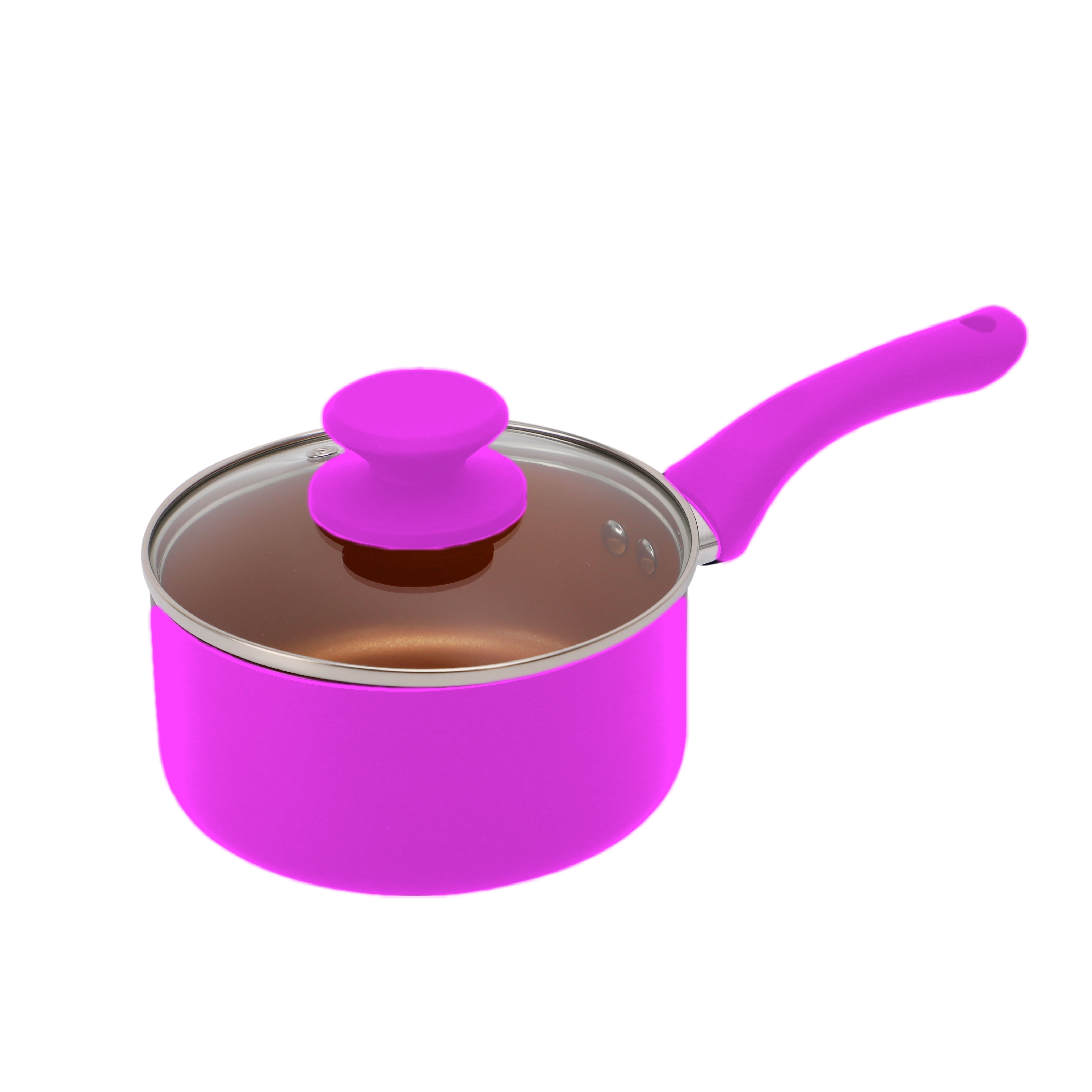 24 cm Non Stick Aluminum Saucepan with Glass Lid Multi Layer Coating Lightweight Cooking Pot for Gas and Induction