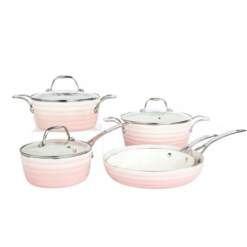 Pink 8PCS Modern Ceramic Non-Stick Cookware Set