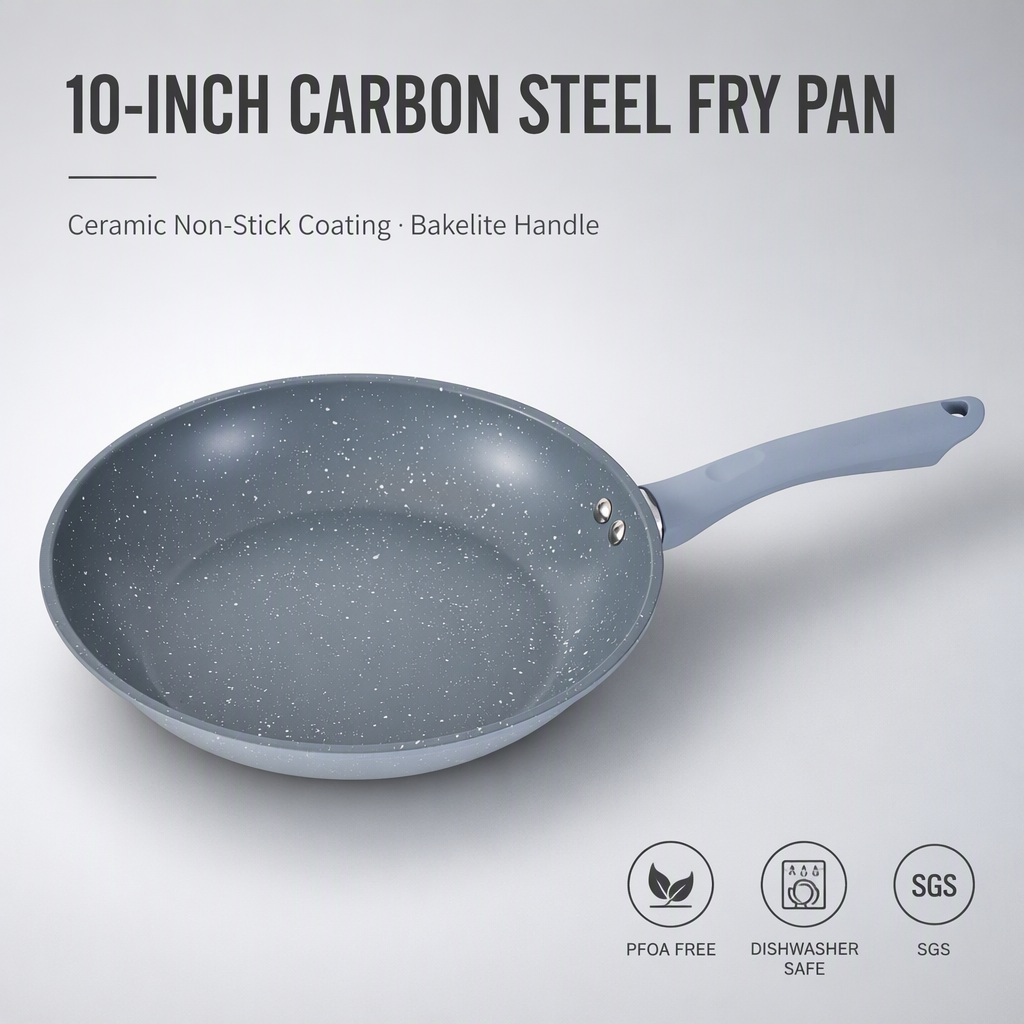 10-Inch Heavy Gauge Carbon Steel Fry Pan Detail 1