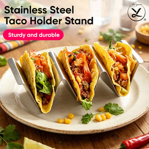 Food Grade Stainless Steel Portable Modern Design Taco Holder Stand Wholesale Mexican Pancake Rack Hard Soft Shell Taco Tray
