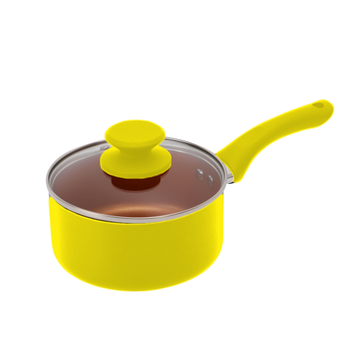 24 cm Non Stick Aluminum Saucepan with Glass Lid Multi Layer Coating Lightweight Cooking Pot for Gas and Induction