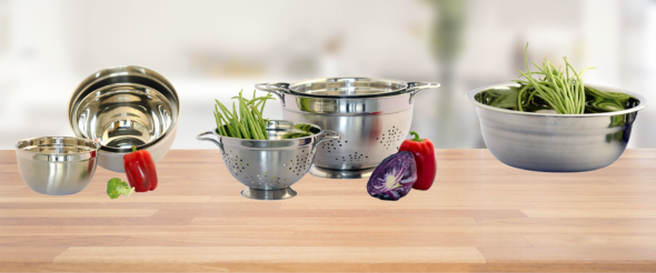 Stainless Steel Euro Bowls, Colanders and Rice Washing Bowls Export