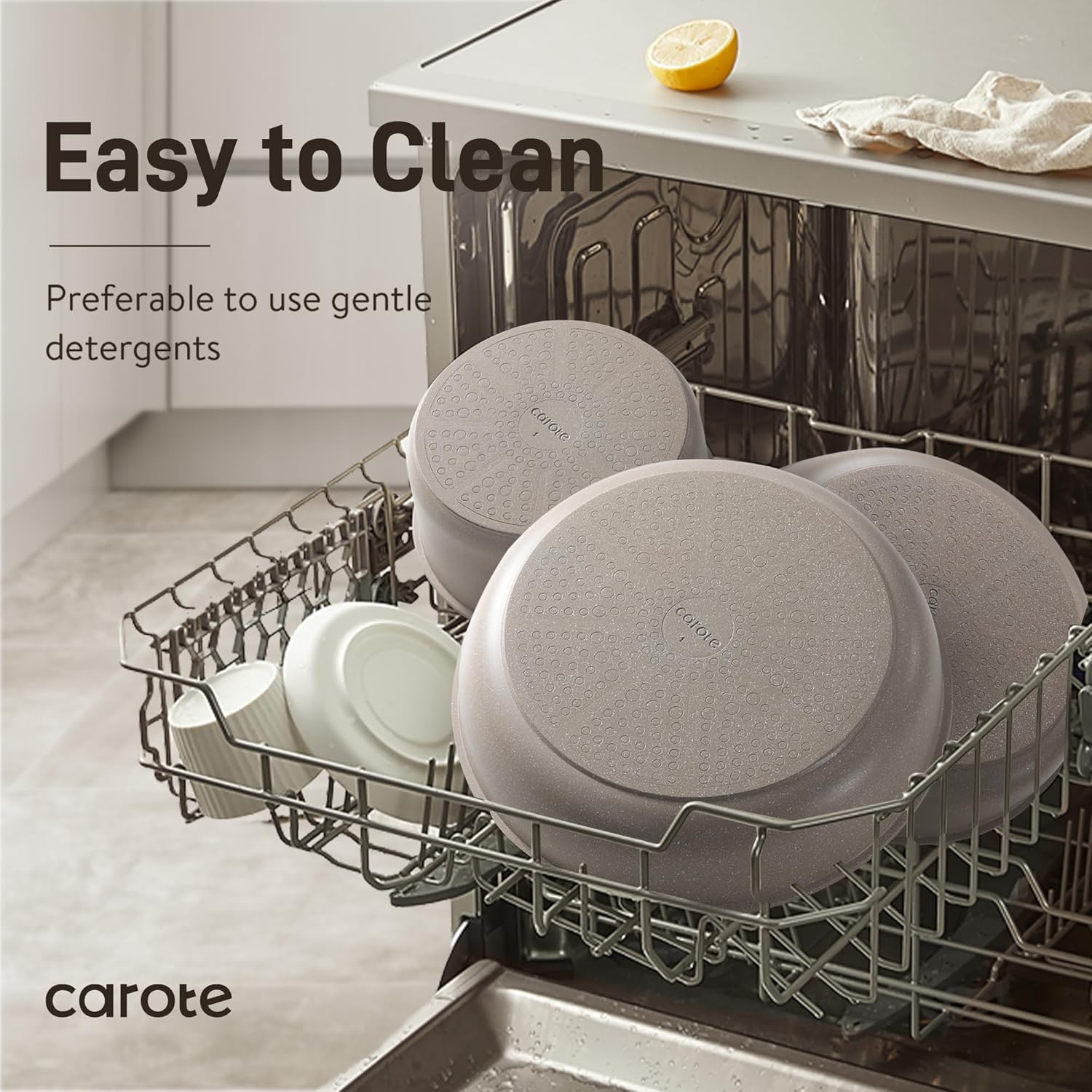 CAROTE 19-Piece Non-Stick Cookware Set Detachable Removable Handles Induction Compatible Oven Safe Dishwasher Safe Gas/Electric