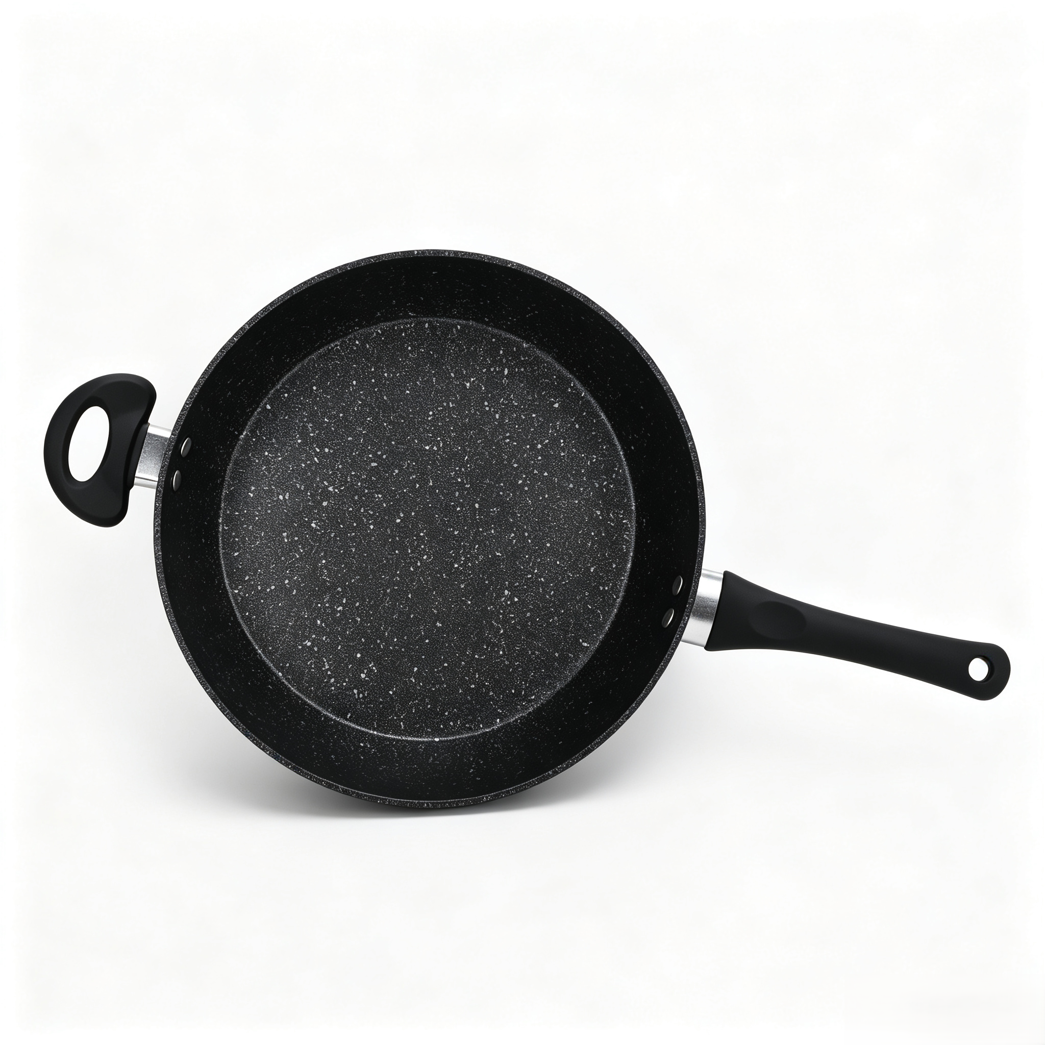 Easy Cleaning Modern Granit Nonstick Aluminum Cookware Pot Multi-function Deep Fry Pan Glass Lid Induction Ready Bakelite Handle